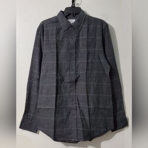 Croft & Barrow Men's Charcoal Plaid Button Down Flannel Shirt. New Without Tags